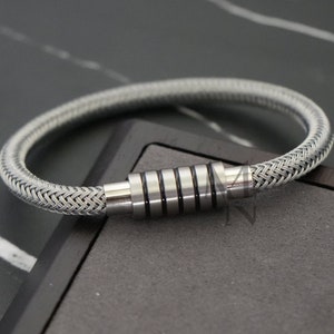 Silver Braided Wire Bracelet, Stainless Steel Bracelet, Men's Silver Bracelet, Minimalist Men's Jewellery, Gift for Him