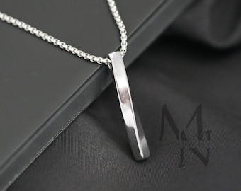 Zilveren kubusketting, roestvrijstalen ketting, zilveren herenketting, minimalistische herensieraden, cadeau voor hem