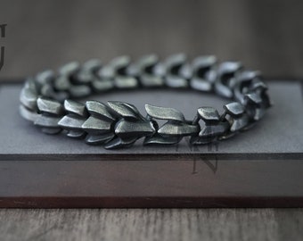 Black Dragon Bracelet, Dragon Men&#39;s Bracelet. Black Men&#39;s Bracelet, Stainless Steel Bracelet, Viking Gothic Jewellery, Oxidized Bracelet