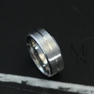 Heren 8 mm zilveren band, roestvrijstalen ring, gepersonaliseerde gegraveerde ring, minimalistische herensieraden, zilveren herenring, cadeau voor hem