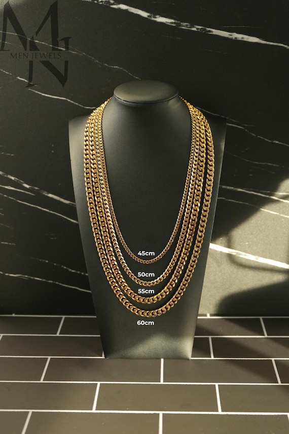 Collar De Cadena Cubana De Lujo Para Hombr Y Mujer, Chapado En Oro