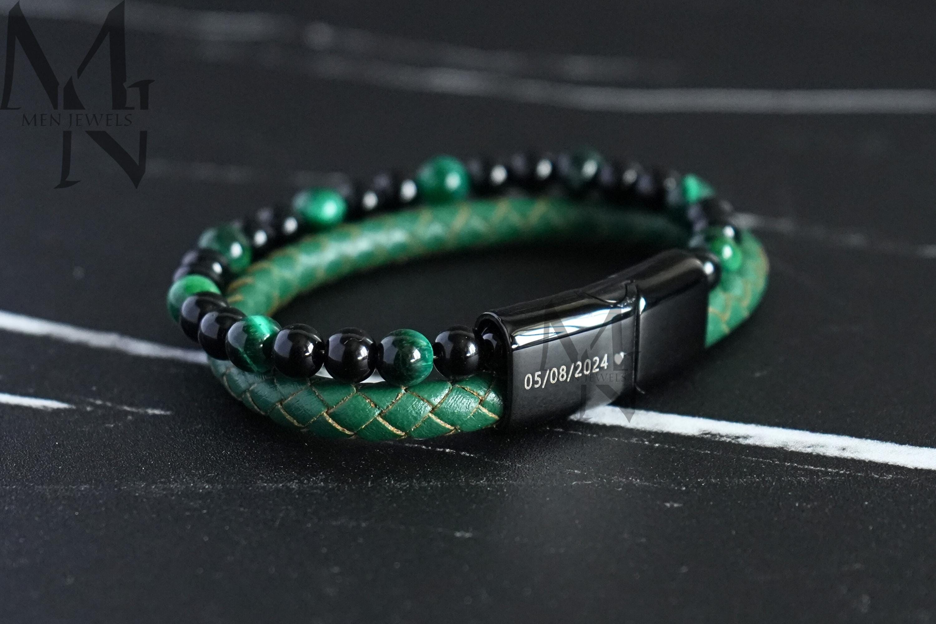GEMMAOVE ブラックジェイド ブレスレット[13コマ] Jade bracelet - Etsy 日本