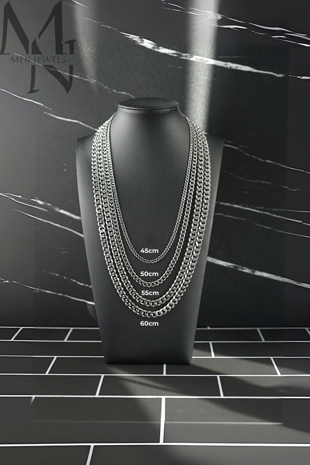 HSWYFCJY Chaîne Gourmette Pour Homme, Argent/or/noir, Chaîne Cubaine En Acier Inoxydable, Collier Cubain Pour Homme, Largeur 6/9 Mm, 45/50/55/60