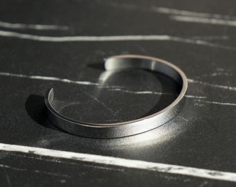 Adjustable Silver Bangle Bracelet, Personalised Silver Bracelet, Stainless Steel Bracelet, Custom Engraved Mens Bangle, Gift for Him