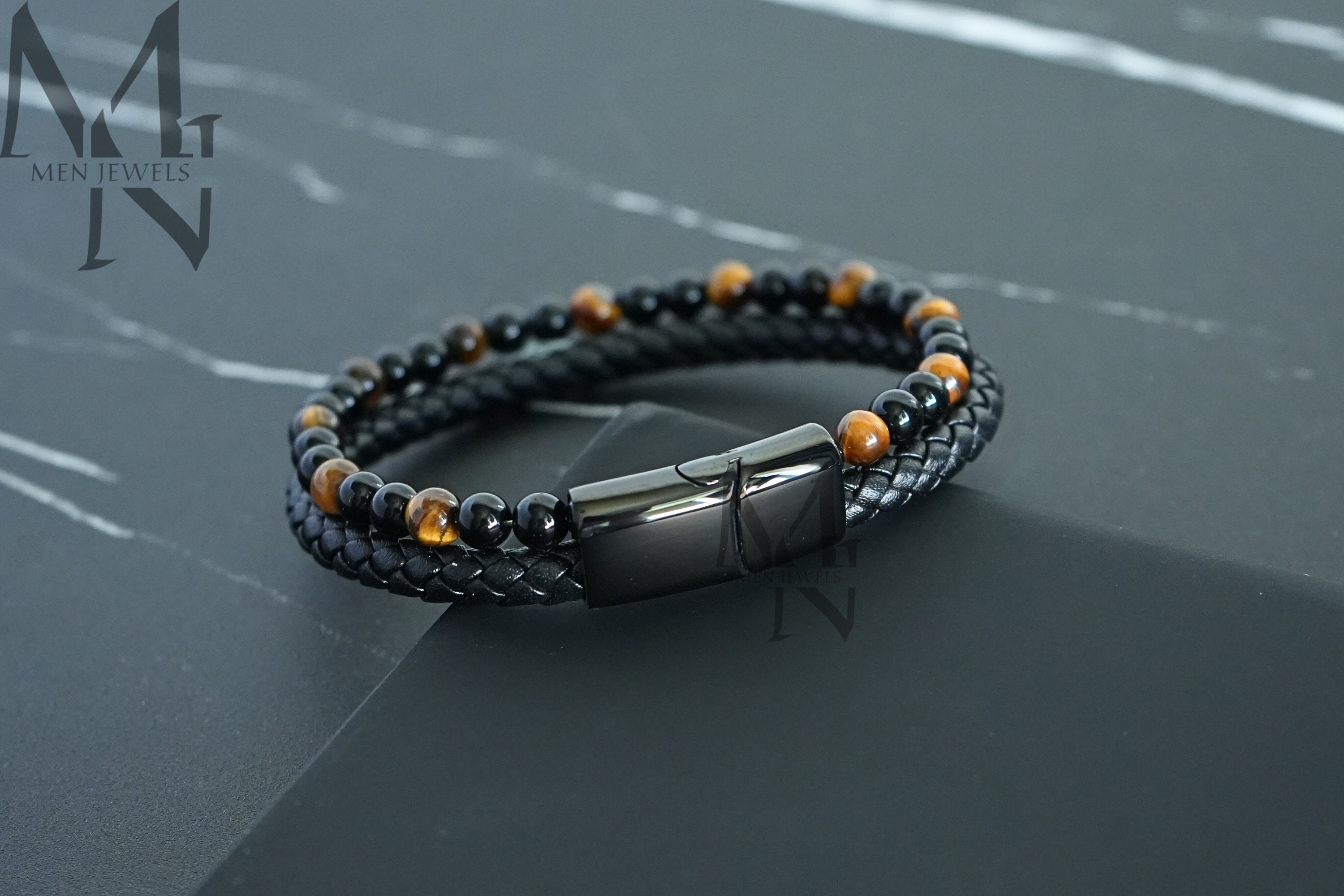 Bracelet Tressé Tibétain En Oeil De Tigre – Perles Naturelles Rouge Marron – Homme/Femme