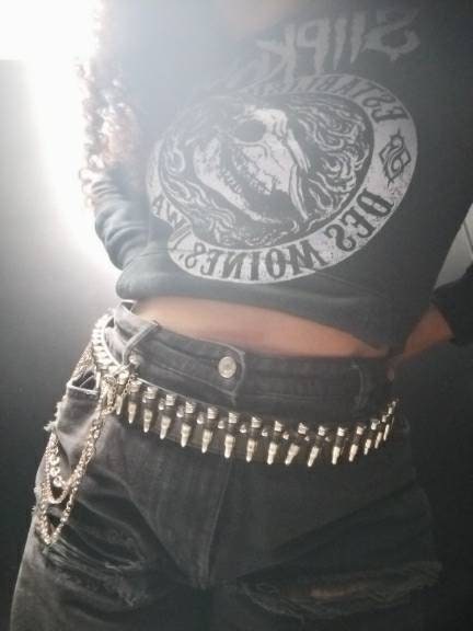 Unisex Jeans Belt Punk PU Leather Waist Buckle For Women Men Kpop Goth Chain  Belt Black