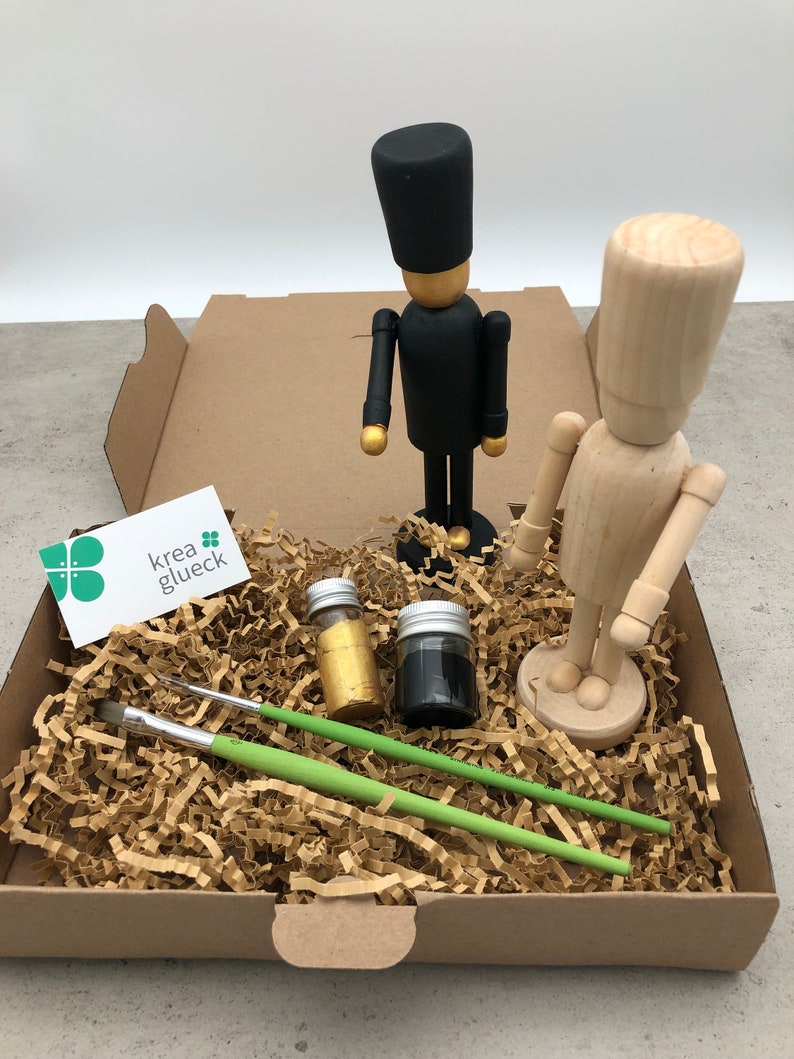 DIY Nussknacker Aus Holz Zum Bemalen - 18 Cm Weihnachtsbastelset Mit Farben