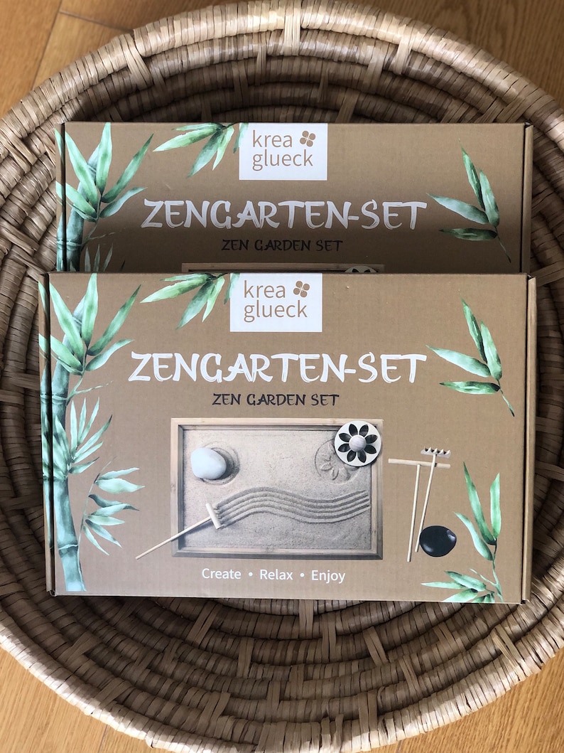 Mindful relaxation at home and in the office. Japanese decoration for your meditation practice. Also as a gift for Easter. 2 Zengarten Sets
