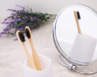 Brosse à dents en bambou, 5 pièces | Manche biodégradable durable | Poils en nylon doux | Brosse à dents de voyage écologique | Des soins dentaires écologiques