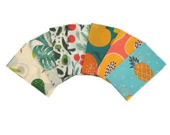 Natural Beeswax Food Wraps: Eco-Friendly, Reusable, Fun Prints - Pack of 3