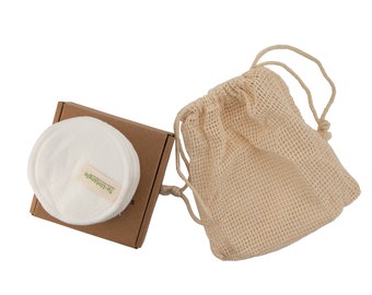 10 Natural Bamboo Facial Cleansing Pads | Round Makeup Remover Pad | Reusable, Sustainable & Eco Friendly