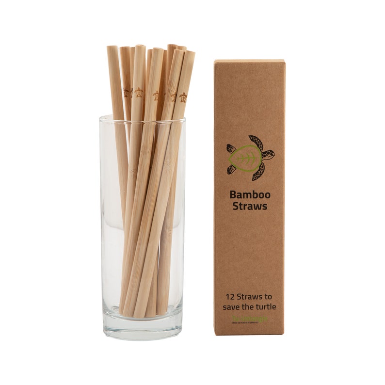 12 pailles en bambou Paille réutilisable et écologique 12 pailles pour sauver la tortue Avec brosse en fibre de coco image 1