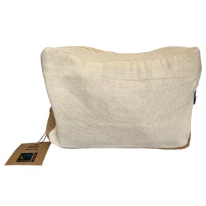 Borsa da toeletta in cotone Fairtrade / Borsa da viaggio ecologica / 100% cotone con base in juta / Maniglia per il trasporto / Borsa da viaggio ecologica / 15x8x23cm