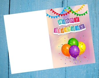 Printable birthday card, printable birthday greeting card, instant download