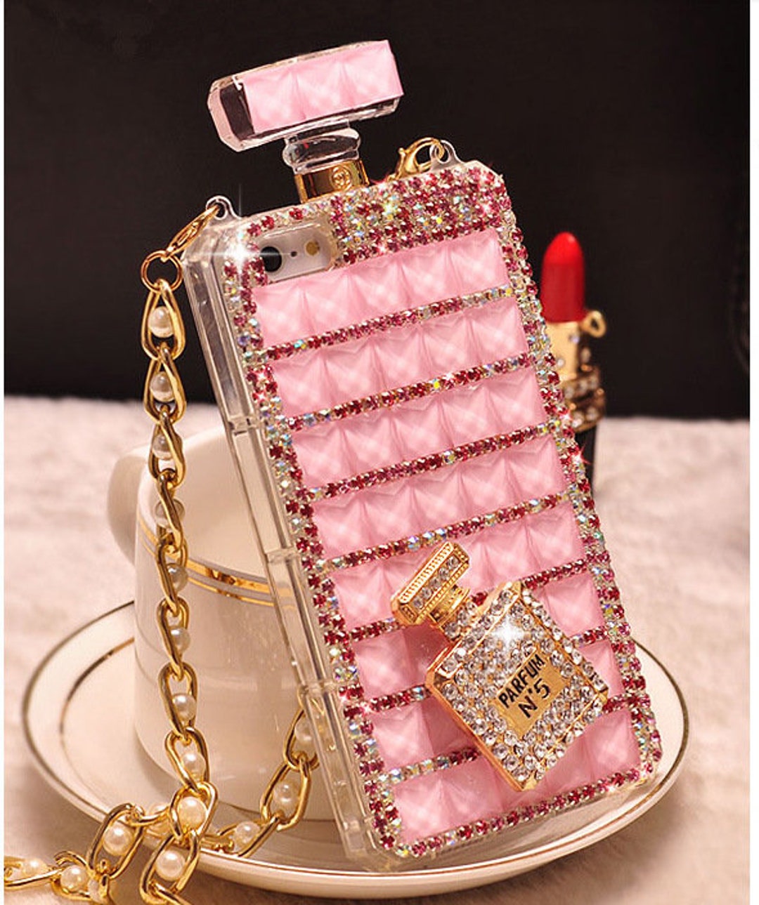 Handmade Glitter Iphone Case With Strap Perfume Bottle Shaped Etsy