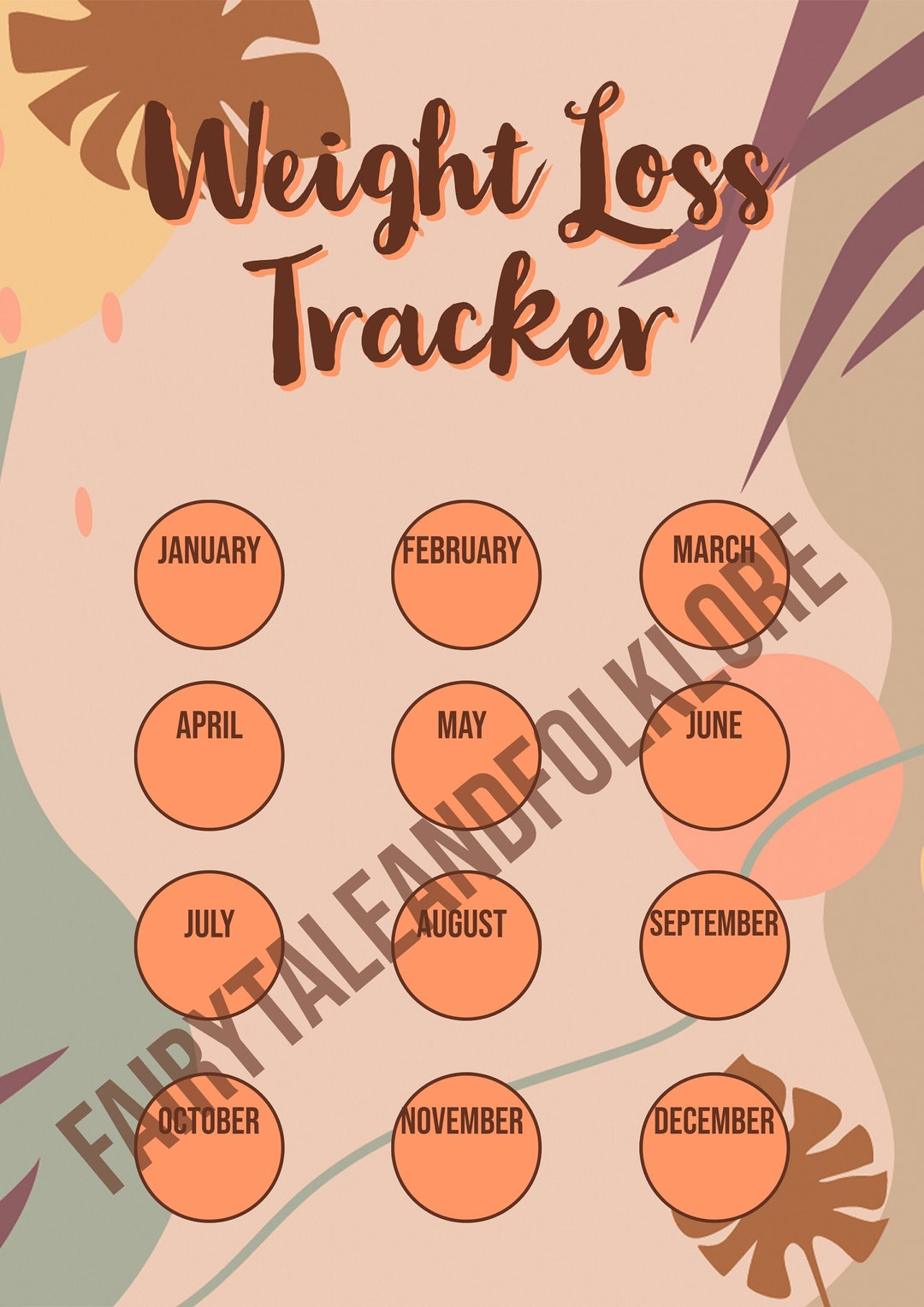 12 Week & 12 Month Weight Loss Tracker Printable Instant Download A4/A5 'hallie' Perfect for WW
