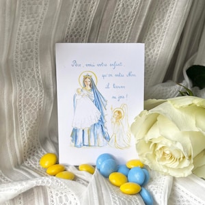 Image Baptême Petit Enfant et Vierge Marie, Fille ou Garçon