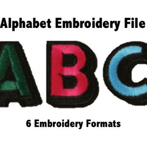 COLOURED ALPHABET EMBROIDERY File, Emb/Pes/Dst/VP3/Jef/Exp, Machine Embroidery, Stitch Design Famous Embroidery Digital Download