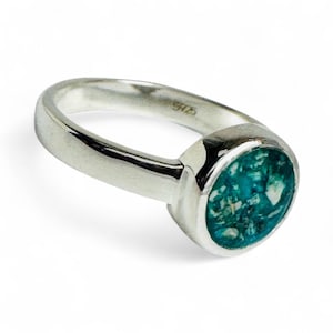 925 silver tjock kant rund 10 mm bezelring, husdjurskremeringsminne