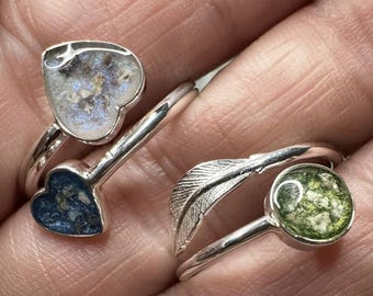 Sterling Silver Pet Cremation Ring: Adjustable Memorial Jewelry