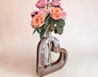Memorial Resin heart shaped flower vase.