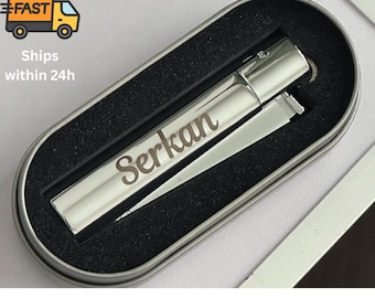 Personalised Metal Clipper Lighter Engraved with a Name and Message | Custom Lighter Laser Engraved | Personalised Father's Day Gift Idea