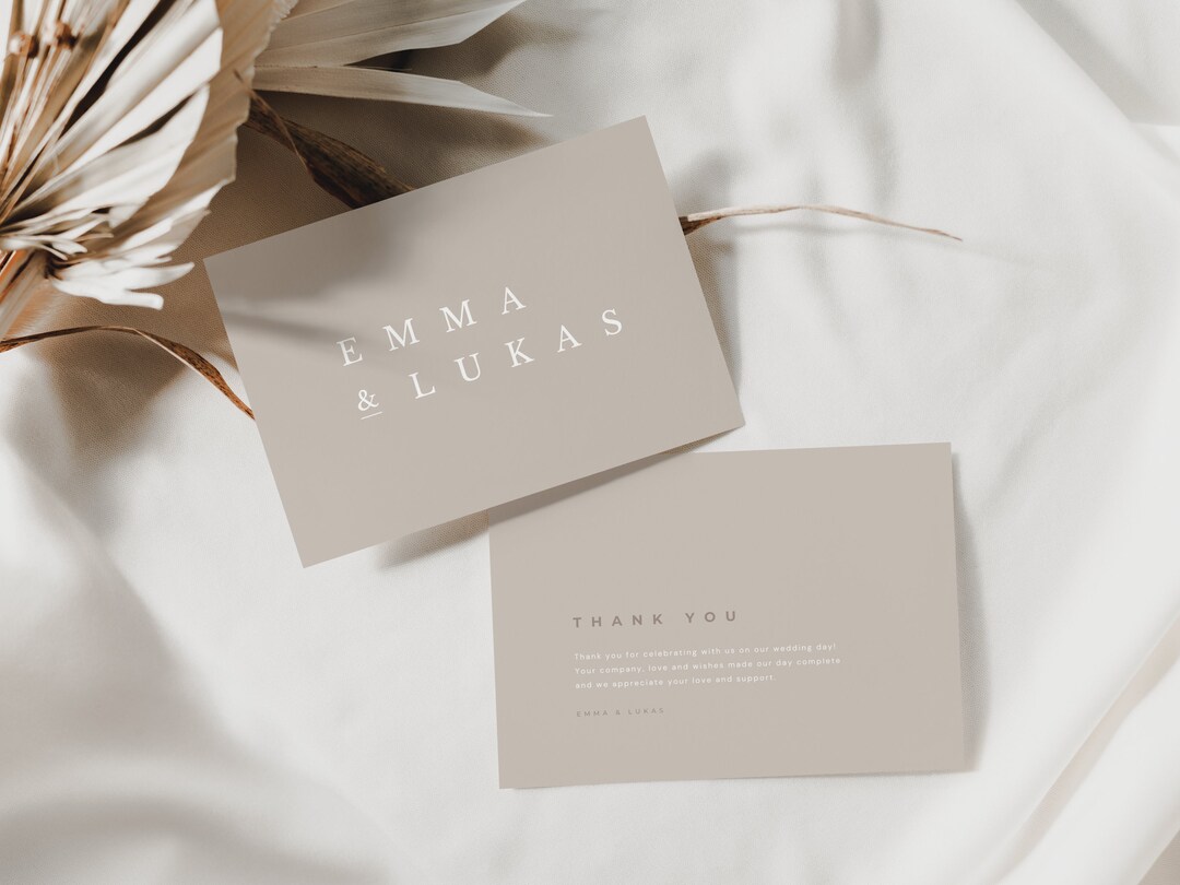 Buy Modern, Minimalist Wedding Thank You Card Template, Printable Canva ...