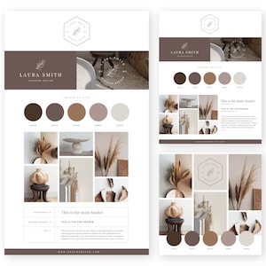 Plantillas de tablero de marca / Plantilla de kit de marca / Tablero de estado de ánimo minimalista / Plantillas Canva Comercio electrónico / Plantilla de marca empresarial