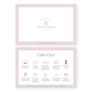 Plantilla de tarjeta para el cuidado del pastel / Tarjetas editables para el cuidado del pastel de bodas en Canva / Guía imprimible para el cuidado del pastel / Instrucciones para el pastel / Descarga instantánea.