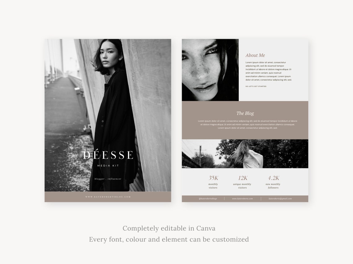 Influencer Media Kit Template: Blogger Rate Card, Canva Editable (a4 ...