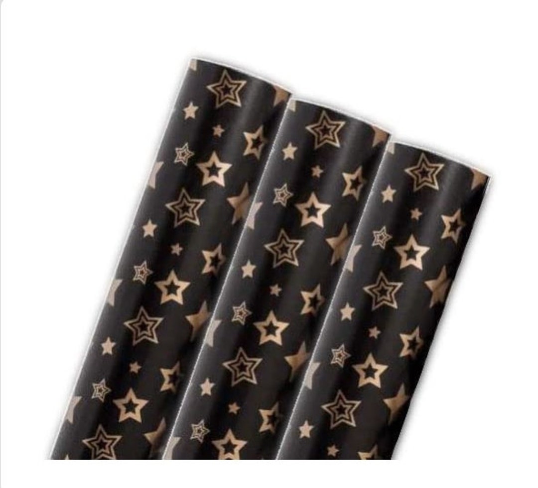 Stars Wrapping Paper, Black Wrapping Paper, Holiday Gift Wrapping, Wapping  Paper Roll, Night Sky, Gold Star Gift Wrap, Gold Star Paper Wrap