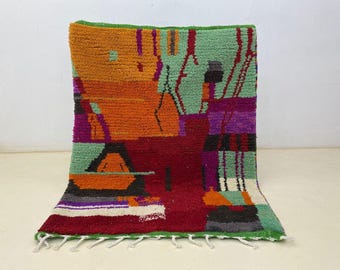 Alfombra marroquí de lana hecha a mano - Diseño tribal único de las montañas del Atlas - Alfombra de cocina - Alfombra auténtica hecha a mano - Alfombra tribal bereber