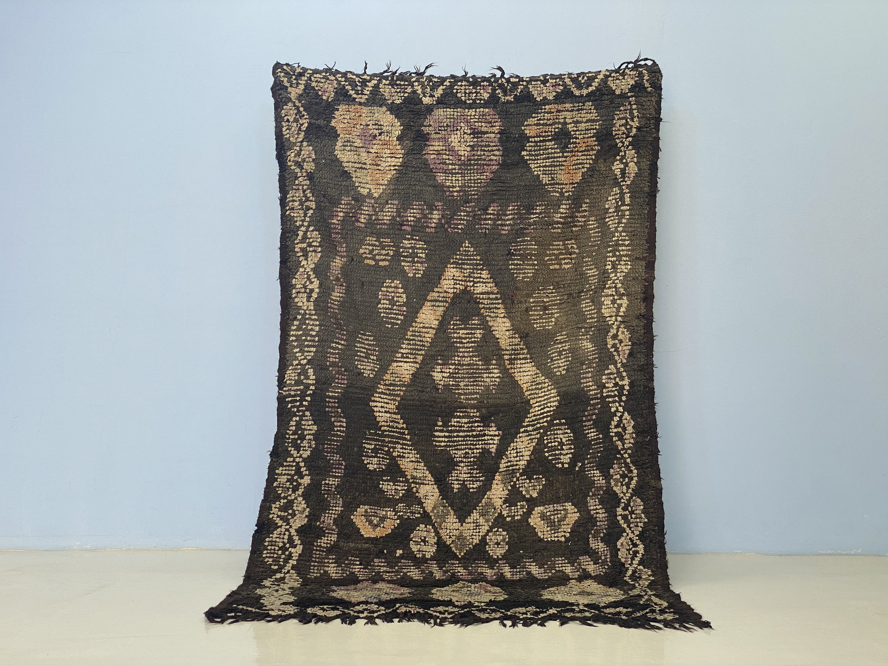 BENI OURAIN RUG 6x9, Geometric Pattern Area Rug, Moroccan Wool Rug, White Handmade Rug, One of a Kind Berber Carpet