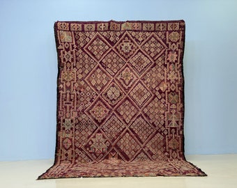 Rug for Living Room 9.9x5.9 ft-Geometric Vintage Rug-Large Vintage Rug-Handmade Wool Rug-Bohemian Carpet-Fabulous Vintage Rug-Bohemian Rug