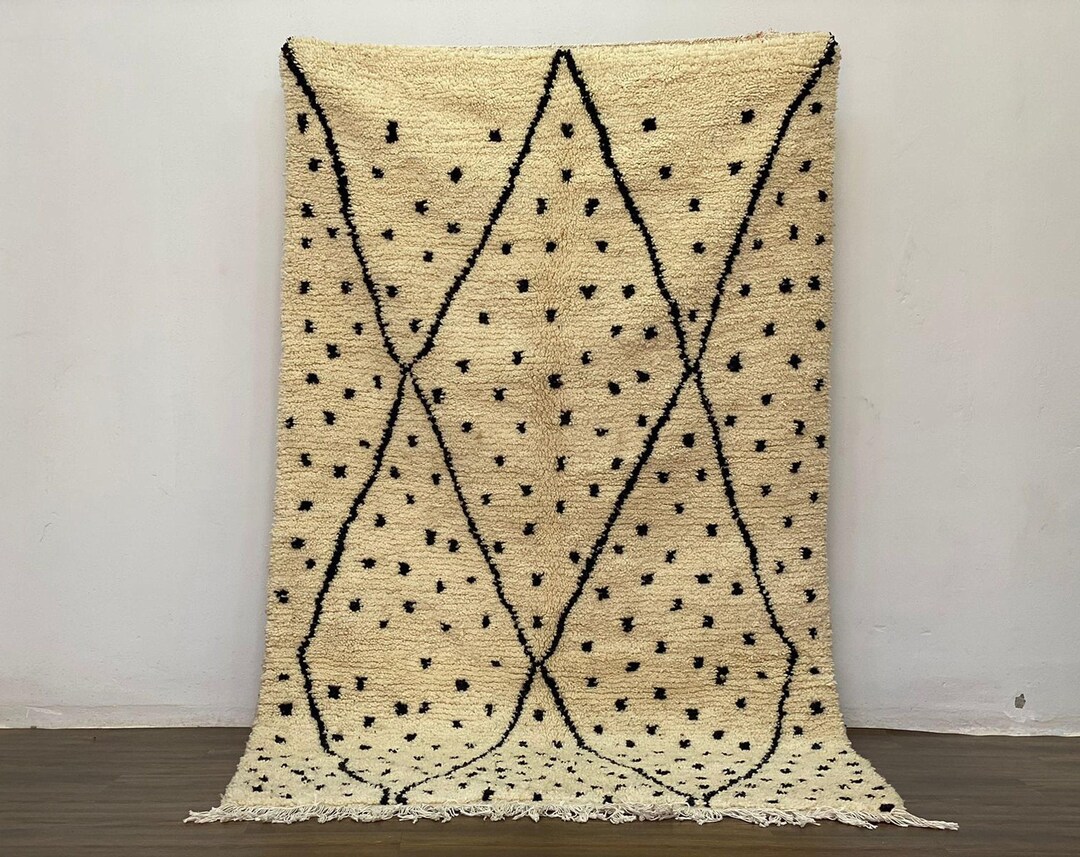 Atlas Mountains Rug Atlas Mountains Wool Rug: Soft Shaggy, White and Black Moroccan - Etsy