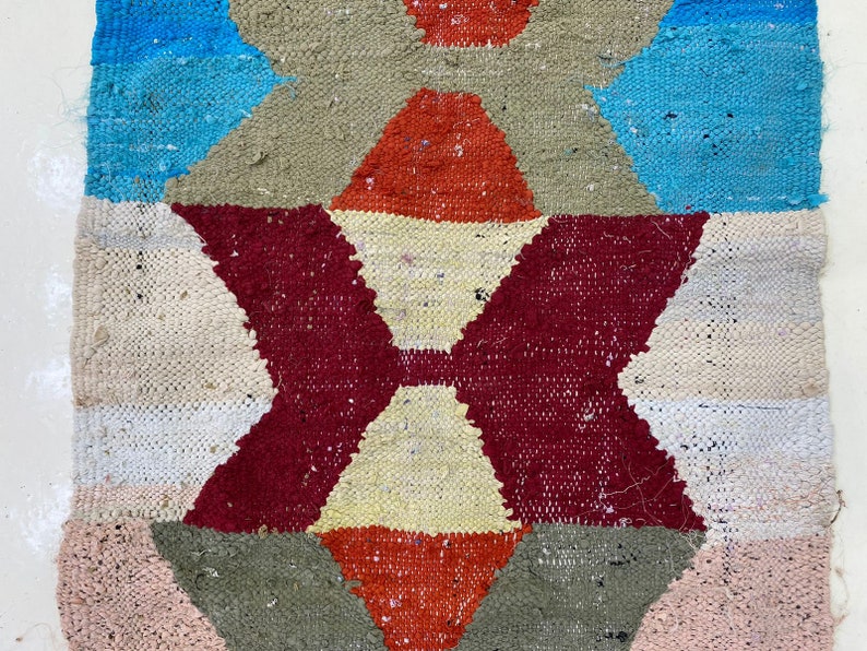 Long Boucherouite Runner 8x2.6 Fthallway Runnercolorful Beni Ourain