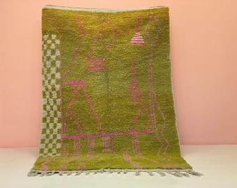 Green Custom Berber Rug-Gorgeous Beni Ourain Rug 9x12-Area Rug3x7-Moroccan Rug 8x10-Amazing Colorful Rug-Washable Rug-Entryway Boho Sofa Rug