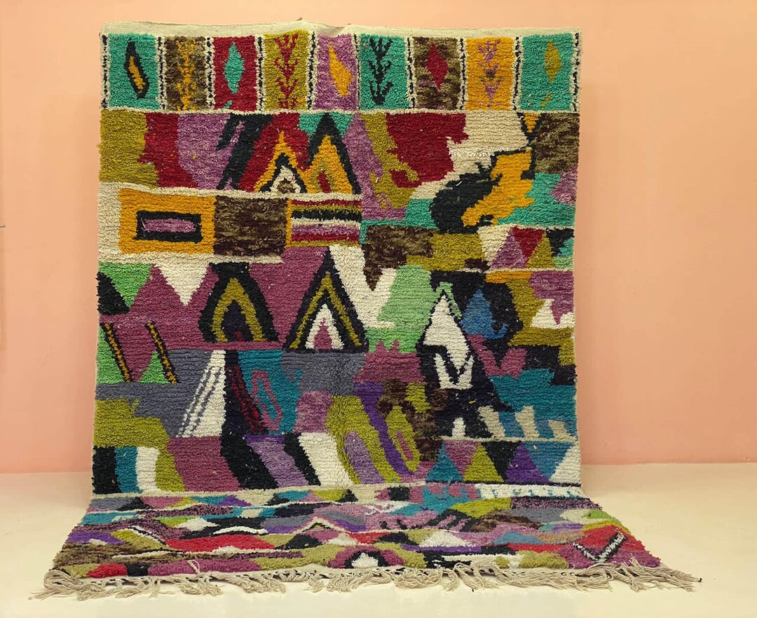 Moroccan Geometric Rug Geometric Moroccan Rug: Soft Wool, Hand Knotted (boho Living Room) - Etsy