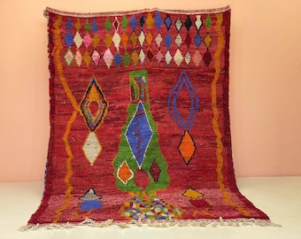 Beni Ourain Rugs 9x12, Berber Tribal Rug, Boujaad Moroccan Carpet, Handmade Wool Shaggy, Rustic Boho Accent, Indoor Durable Floor Cover