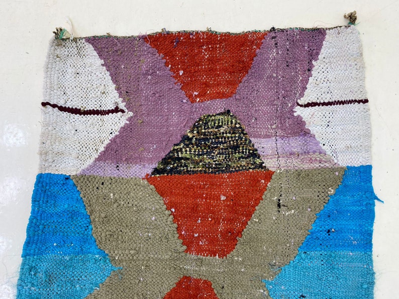 Long Boucherouite Runner 8x2.6 Fthallway Runnercolorful Beni Ourain