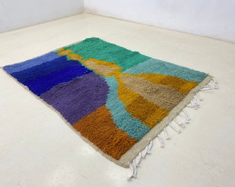 Amazing Rug for Living Room-160x117 cm Moroccan Rug-Fabulous Wool Rug-Carpet Ready to Ship-Bohemian Rug-Beni Ourain Rug-Geometric Berber Rug