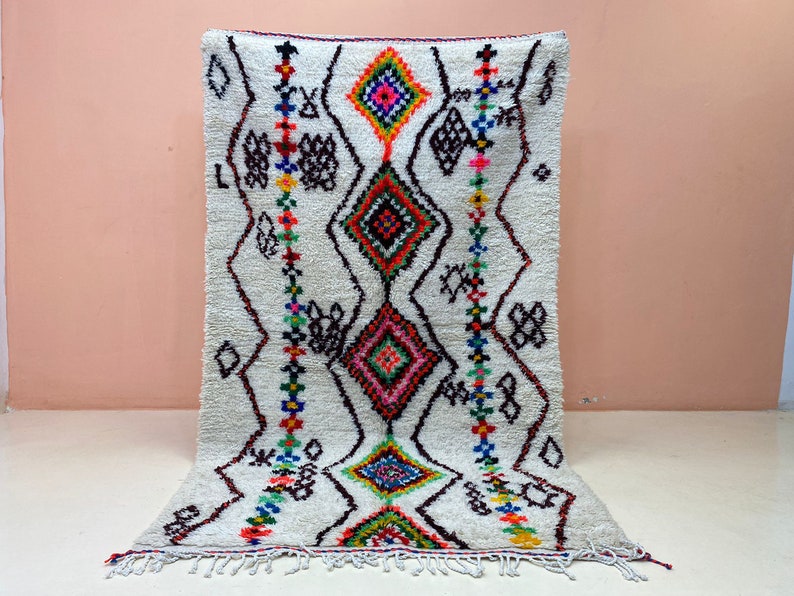 Luxurious Berber Rug-Amazing Colorful Rug-Rug for Living Room-Geometric Rug-Fabulous Custom Rug-5x7 Beni Ourain Rug-Artistic Boujaad Carpet image 1