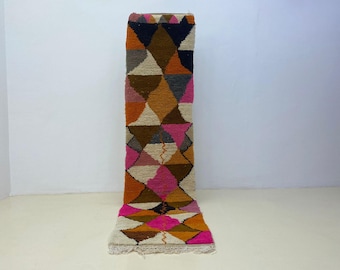 Handmade Wool Runner Rug- Moroccan Runner- Hallway Runner Rug, Custom Moroccan Runner- Berber Wool Runner- Custom Beni Ourain Runner rug