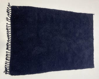Berber Wool Rug, Black Boujaad Flatweave (Handmade, Custom Size)