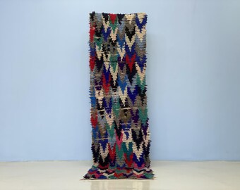 Moroccan Hallway Rug: Colorful Beni Ourain Kilim - Handwoven, Recycled