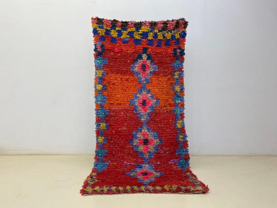 Red Berber Kilim Rug: Moroccan Geometric Runner (Handwoven Flatweave)