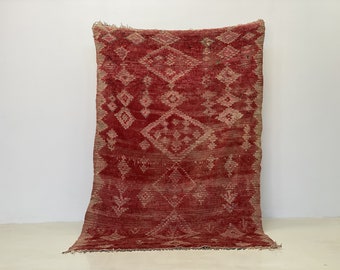 Moroccan Wool Rug, Red Berber Vintage (4x8 Ft Handwoven) - Etsy