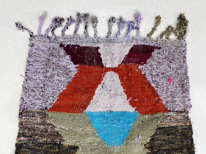 Long Boucherouite Runner 8x2.6 Fthallway Runnercolorful Beni Ourain