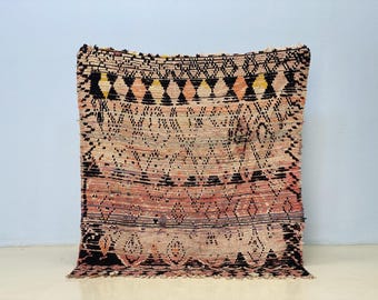 Boho Beni Ourain Rug, Moroccan Kilim Style (Wool & Cotton, 5x4 ft)