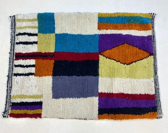 Amazing Rug for Living Room-140x100 cm Moroccan Rug-Fabulous Wool Rug-Carpet Ready to Ship-Bohemian Rug-Beni Ourain Rug-Geometric Custom Rug